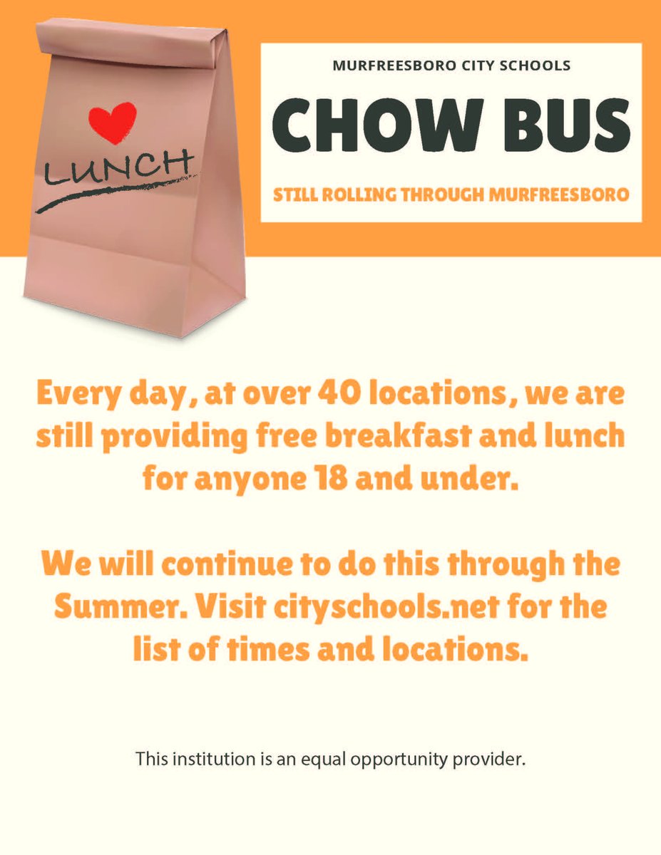 The CHOW Buses are still rolling! Visit cityschools.net to see the full list of locations and times.