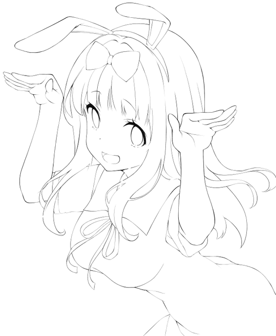 千花ちゃん線画です。塗り絵として塗っていただけたらと・・・。 