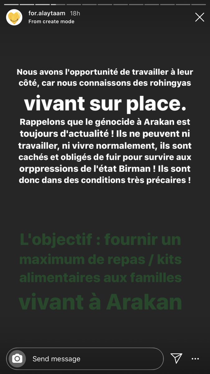 4. Et si aujourd’hui on offrait un repas de rupture du jeûne pour seulement 1€ & gagnait la mm récompense que ce jeûneur ? L’association for.alaytaam sur IG, lance une campagne d’urgence pour les 𝐑𝐨𝐡𝐢𝐧𝐠𝐲𝐚𝐬 𝐝𝐞 𝐁𝐢𝐫𝐦𝐚𝐧𝐢𝐞.1 simple euro. https://www.cotizup.com/ramaadan-rohingya