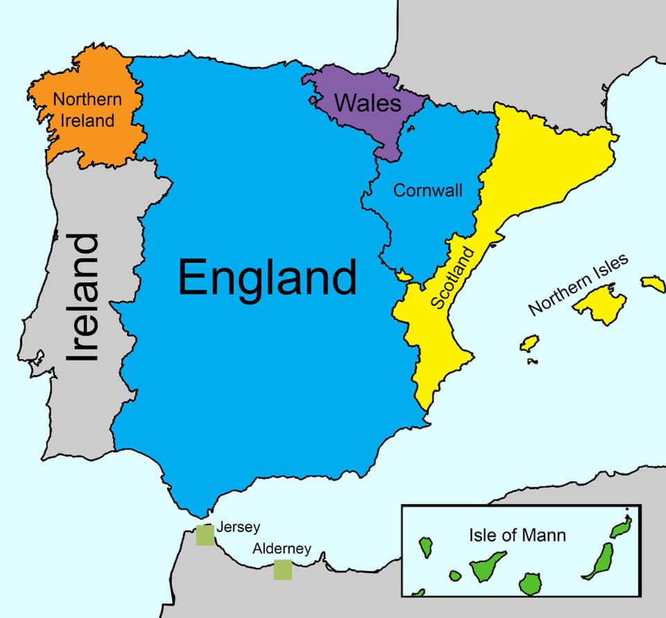 To all my British friends who struggle to understand the national conflict in Spain, this is a way of looking at it. There are some nuances, but not bad for a map 😂