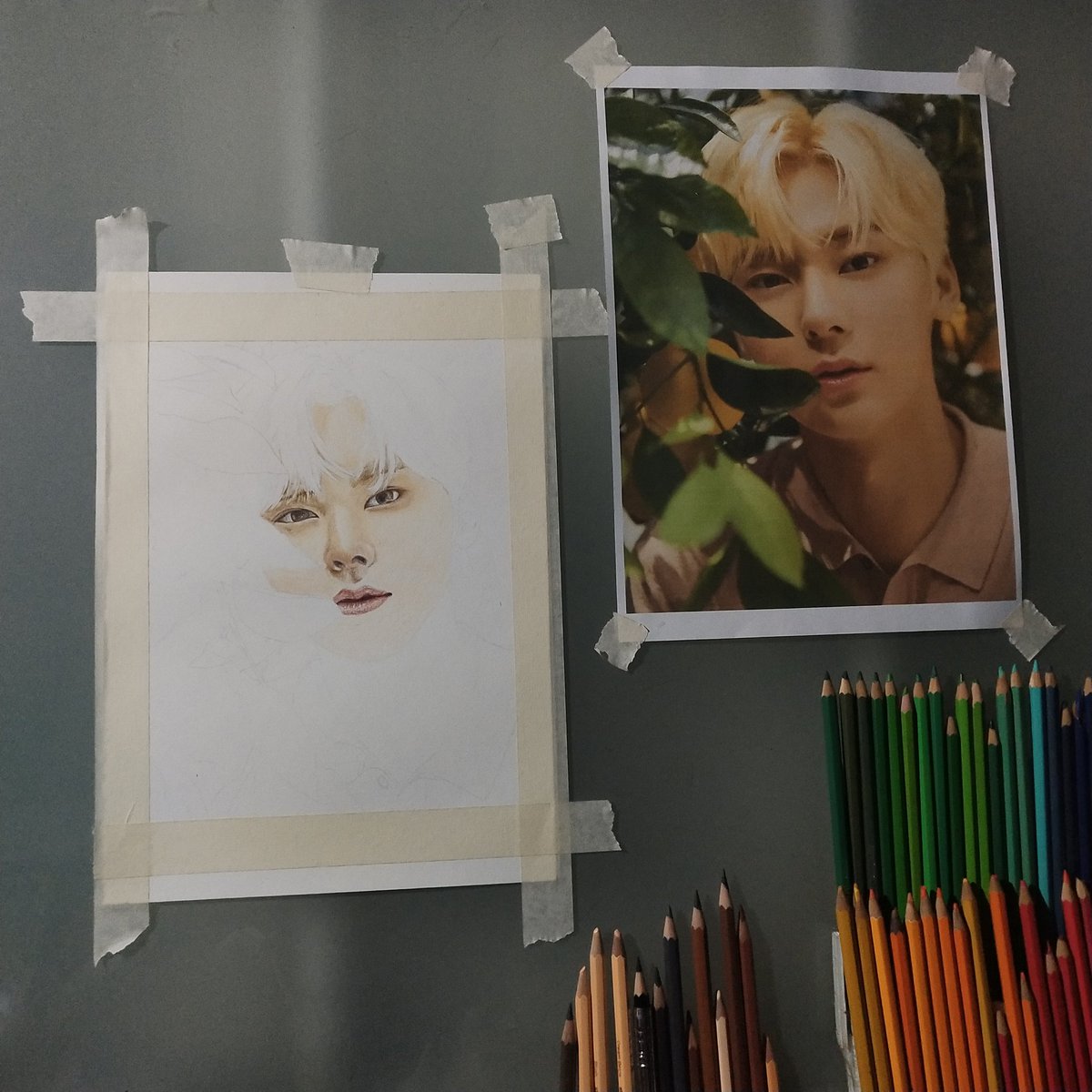 PrincessBaekho_'s tweet photo. ฮวังกับต้นส้มของเค้า 😂😂😂 // เวลาเครียดๆก็ผ่อนคลายด้วยการวาดรูปนี้แหละ ค่อยๆทำไปเนอะ 
#황민현 #HwangMinhyun #민현 #MINHYUN 👑
#Princessbaekho https://t.co/ocU440wBUw