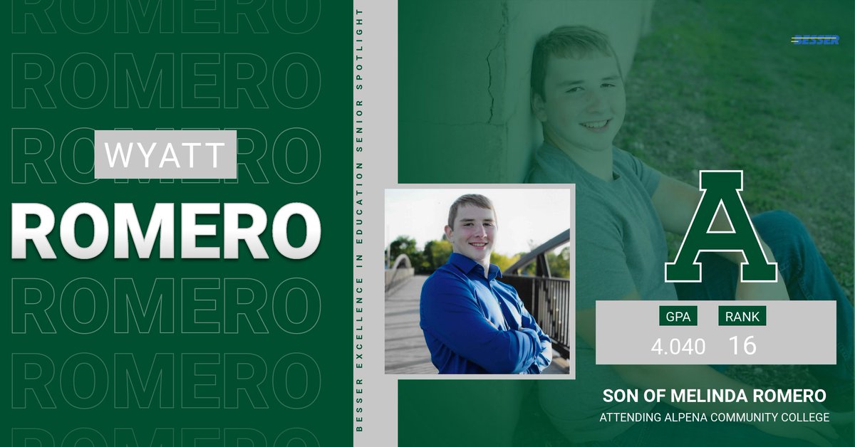 Today's <a href="/BesserCompany/">Besser Company</a> Excellence in Education Student Spotlight is Wyatt Romero. #classof2020strong