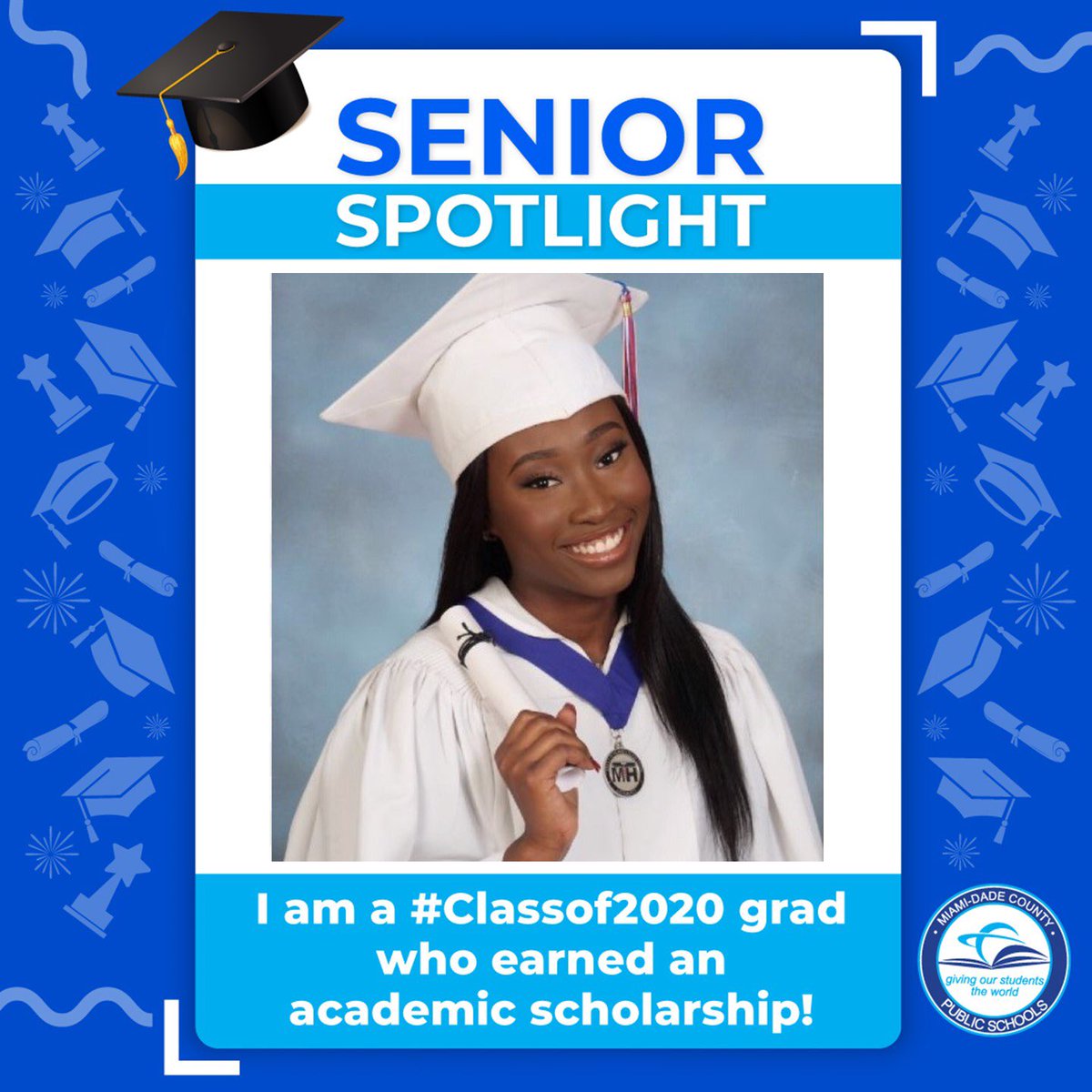 MASTMedical's tweet photo. Meet Akeema๐ A C/O 2020 Saber Scholar and she was awarded the Honors Fellow Scholarship Award at the @mdcollege Honors College ๐ฆwhich covers in-state tuition๐, fees๐จ, books๐โ AND comes along with a stipend๐ฐ #MDCPSGrad #SeniorSpotlight #Classof2020 #MeetMDCPSGrads https://t.co/aw4RvckmLh