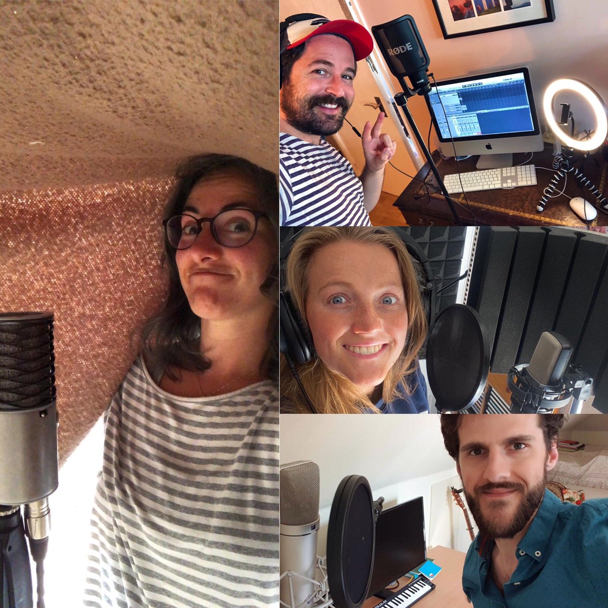 Ready to hit the ground running this week from our makeshift studios. We’ve had to get pretty creative in some cases. Curtains and blankets and towels, oh my! Stay Tuned! #newmusic #swinglesathome