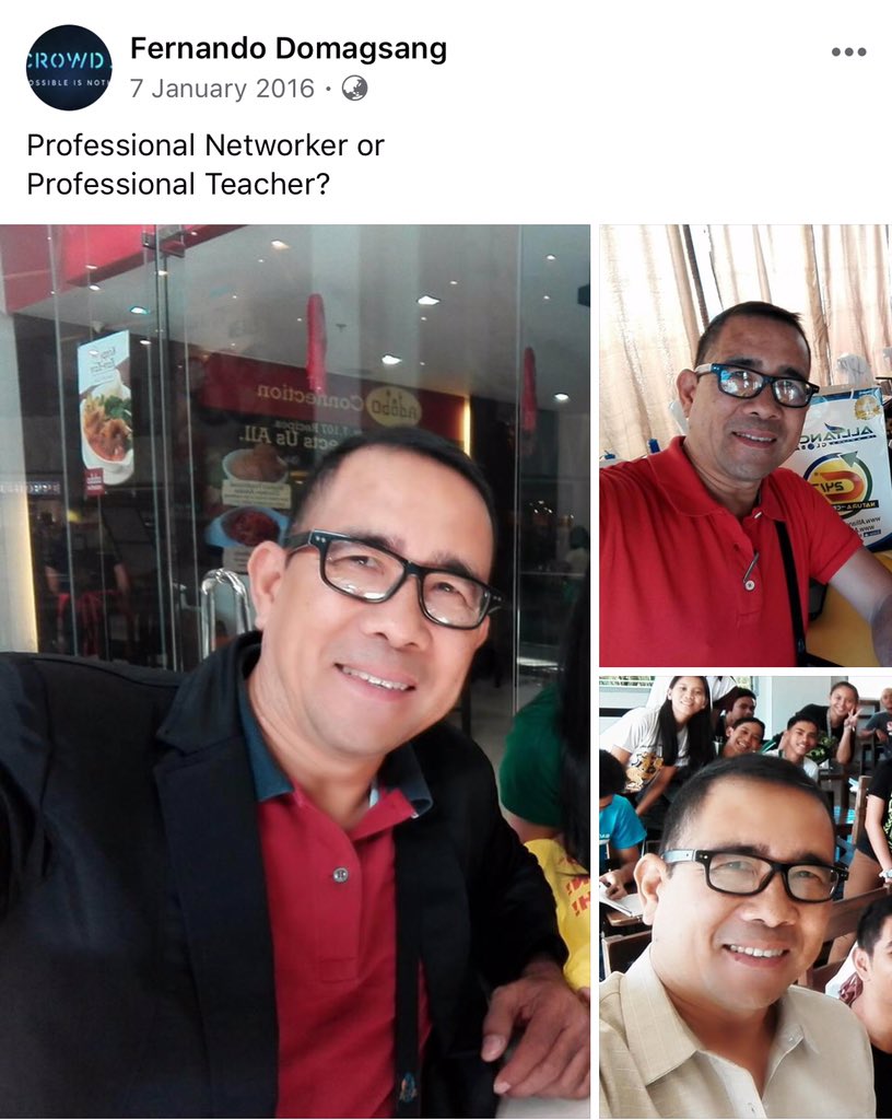 MisterRealTalkk's tweet photo. Sagutin ko tanong mo Fernando Domagsang hindi ka Professional Networker at mas lalong hindi ka Professional Teacher dahil isang kang tunay na Professional Maniac/Rapist! Di ka na naawa sa mga estudyante mo! #CMUScandal https://t.co/W2DT7wcH9G