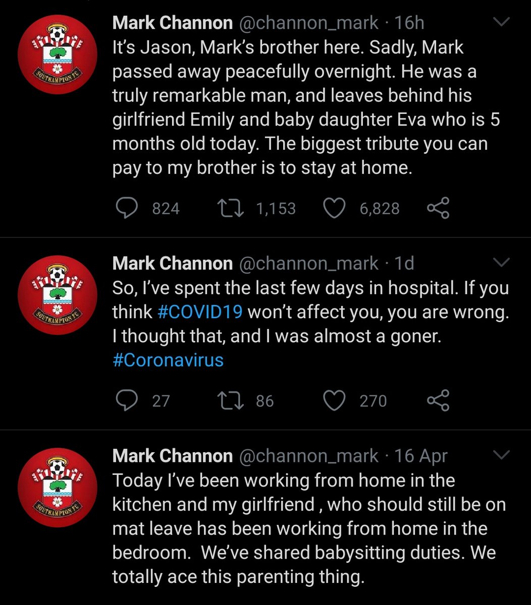 Heartbreaking and terrifying. 

Please, stay at home. 

#RIPMark #COVID19