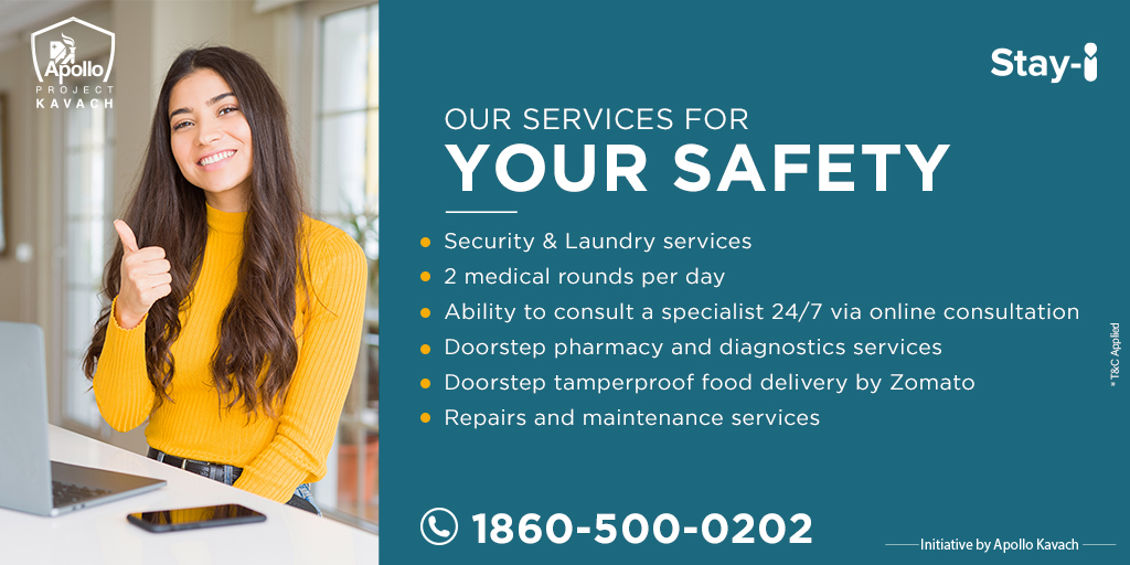 HospitalsApollo's tweet photo. With round the clock medical consultation and hygiene services, the Stay-i rooms are your perfect isolation destination. #ProjectKavach
#BreakCorona #Coronavirus #Covid19

For more information visit: https://t.co/so3r7wUD5I https://t.co/1NW6kFGBjp