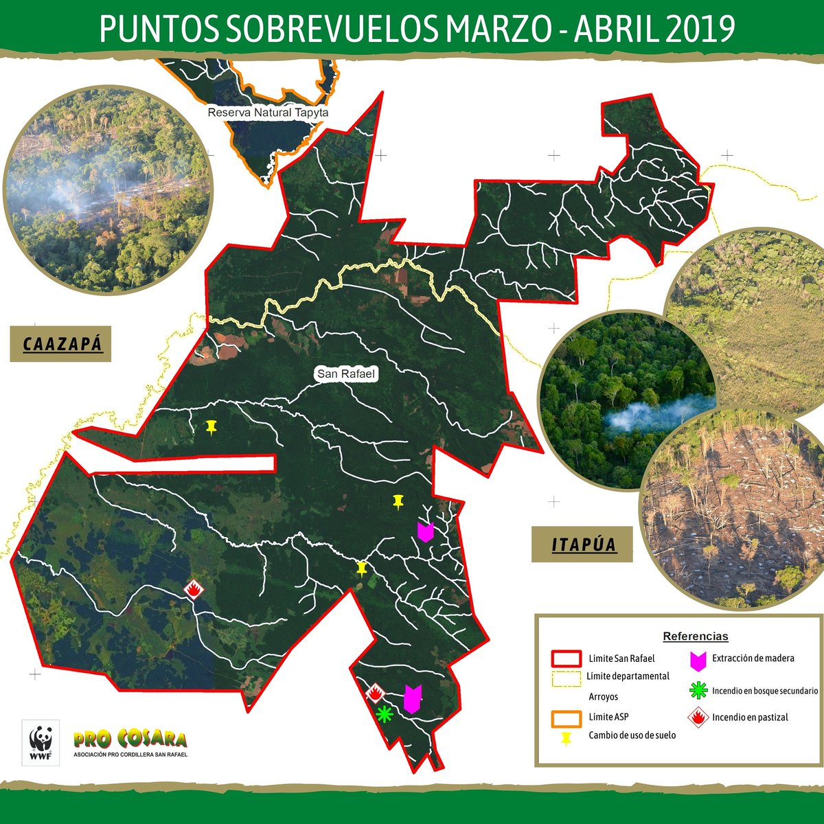 ProCosara's tweet photo. ➡️ Puntos detectados en el área de Reserva para Parque Nacional San Rafael, durante sobrevuelos realizados por PRO COSARA. Se puede observar que las actividades ilícitas dentro del área continúan impunemente.

@wwfpy
.
.
#procosara #baapa #sanrafael #bosqueatlantico https://t.co/if4zISWoh3