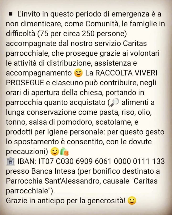 📌 APPUNTAMENTI della SETTIMANA (27 aprile-3 maggio) 🙂💒

#appuntamentidellasettimana #TempodiPasqua #sospensioneMesse #sospensioneattività #Messainstreaming #attivitàadistanza #raccoltaviveri #Caritas #condivisi #MadonnadellaSalve #comunitàincammino #SantA #insiemeèpiùbello