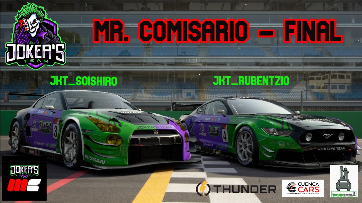 Hoy nos jugamos el Campeonato de <a href="/comisario_mr/">Mr Comisario</a> en la última carrera!!

Vamos a exprimir al máximo estas 2 bestias y llevarnos el premio a casa!!

A los mandos estarán <a href="/SergiGarcia37/">Sergi Garcia // Soishiro</a> y <a href="/rubentzio/">Rubentzio (K2_Rubentzio)</a> 

Vamos chicos!! A por todas!!