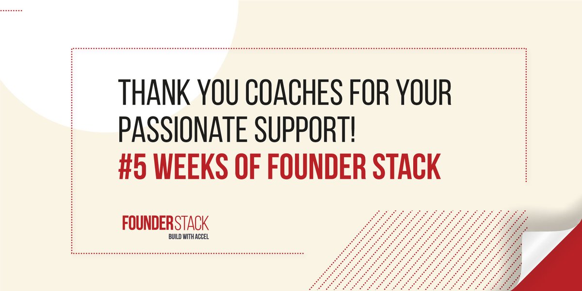 AccelIndia's tweet image. 5 Weeks of Founder Stack.

We are done with 2 important layers of the stack in our summer cohort. 

- Market Research Layer 
- Product Layer 

We want to thank all the coaches who are taking time to help the founders with deep insightful sessions &amp;amp; 1-1&apos;s. 

#BuildWithAccel