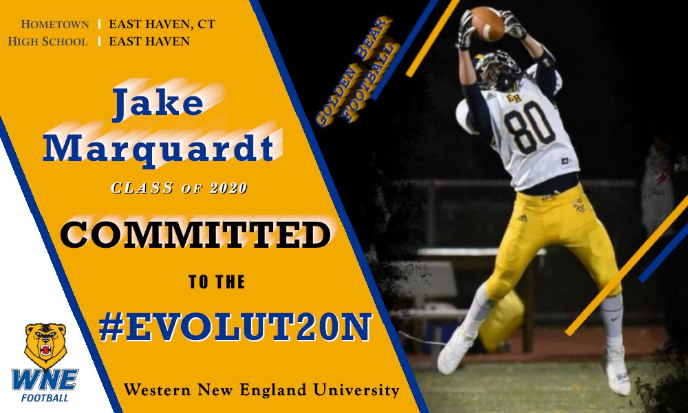 WNEFB's tweet photo. A team Captain, All-Conference and multi-sport athlete from East Haven, CT has officially joined the #Evolut20n.

Golden Bear Football Family, Welcome Jake Marquardt!

#AlwaysOn 
#CTtoWNE https://t.co/uwUw4mcLO5