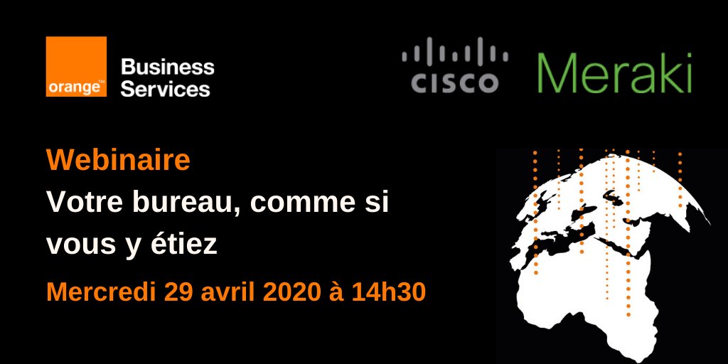 [#Webinaire] : Le #télétravail, un atout majeur pour la continuité de service mais quelle solution choisir ?
👋Nos experts et ceux de <a href="/meraki/">Cisco Meraki</a> répondront à toutes vos questions.
📍 Rendez-vous le 29/04
Inscription 👉 bit.ly/2xVnQYM