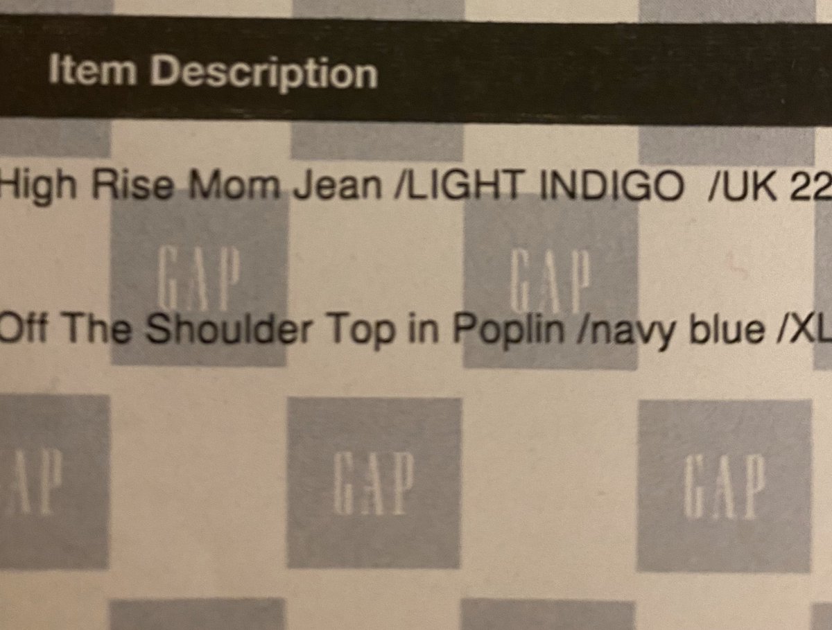 Cpem10's tweet photo. @Gap hi just some feedback, I ordered a size 22 jeans I definitely got a size 18 with 50 label. And the top I got some how was a triangle shape. https://t.co/ZwlQBFPJoS