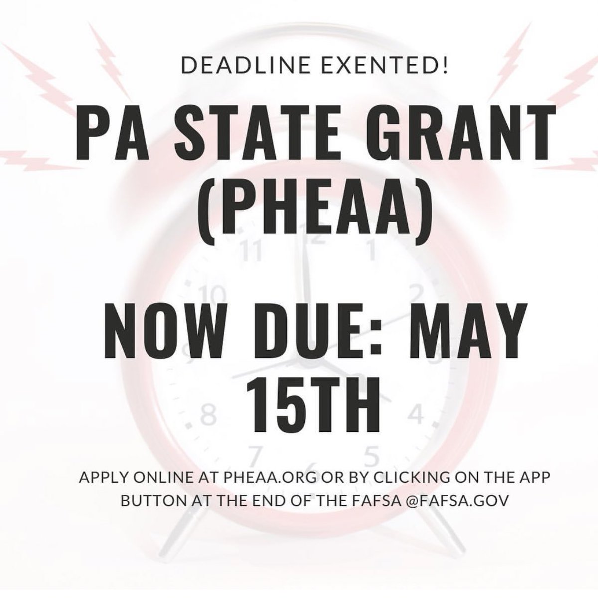 HaverfordLib's tweet photo. There’s still time to fill our you PA State Grant application and FAFSA! @PHEAAaid deadlines are extended until May 15th.
#myhtfl
#financialaid
#pheaa https://t.co/wNHVlXUwDz