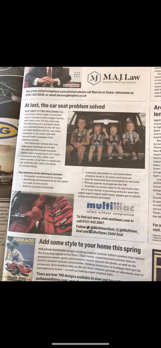 Multimacseat's tweet photo. Catch us in this week @thetimes!
Here to solve the Car Seat Problem for big families 👩🏼👦🏻👩🏼👦🏻
#Multimac #MultipleCarSeat #4InTheBackWithAMultimac https://t.co/FZFT5wBnf5