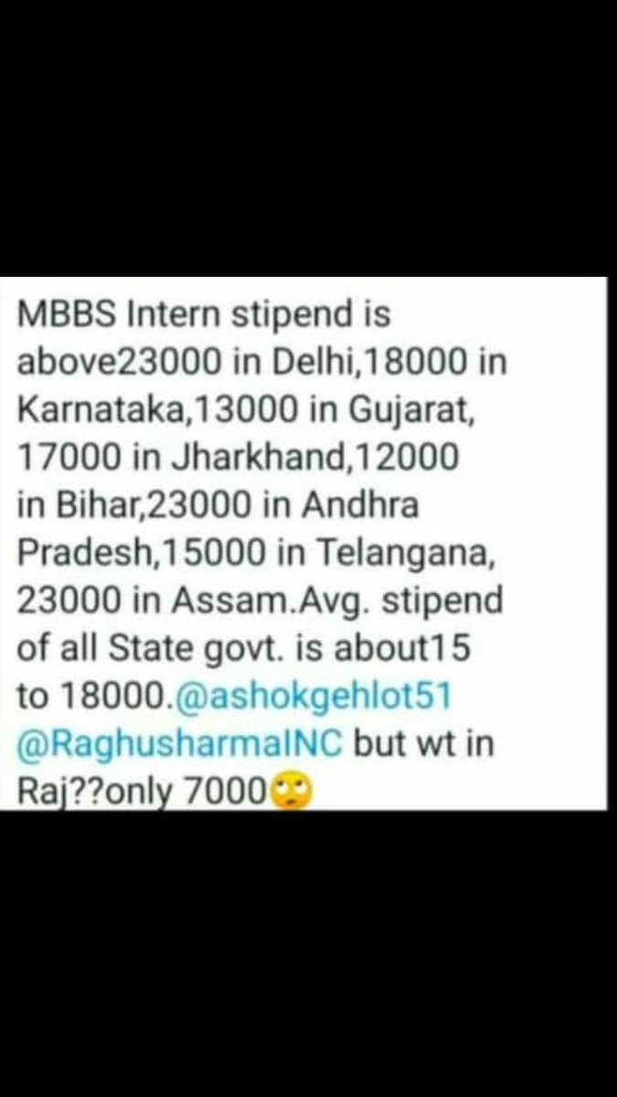 medico_radheyy's tweet image. #Intern in rajasthan getting lowest stipend..!!..
#whydo# coronawarriors suffers...?
#WeDemandstipendincrement_rajashthan 
@ashokgehlot51 
@RaghusharmaINC 
@RajCMO 
@BJP4Rajasthan
@Rajendra4BJP