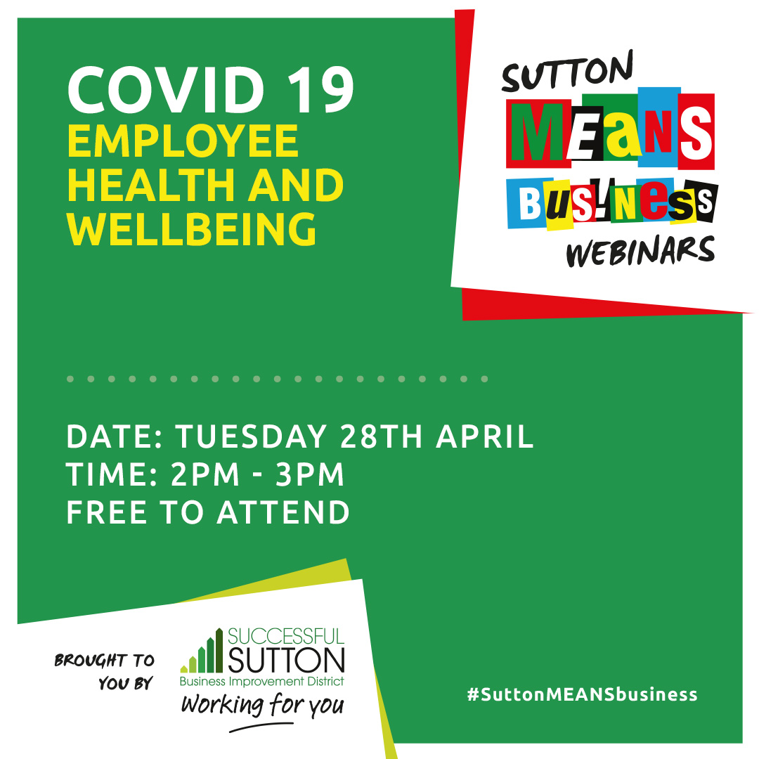 Please join <a href="/SuccessSutton/">Successful Sutton</a> for tomorrow's webinar at 2pm on Employee Health &amp; Wellbeing. We have a great panel of experts available to answer your questions. Use the link below to register ow.ly/K8si50zpx5G   #webinars #businesssuport