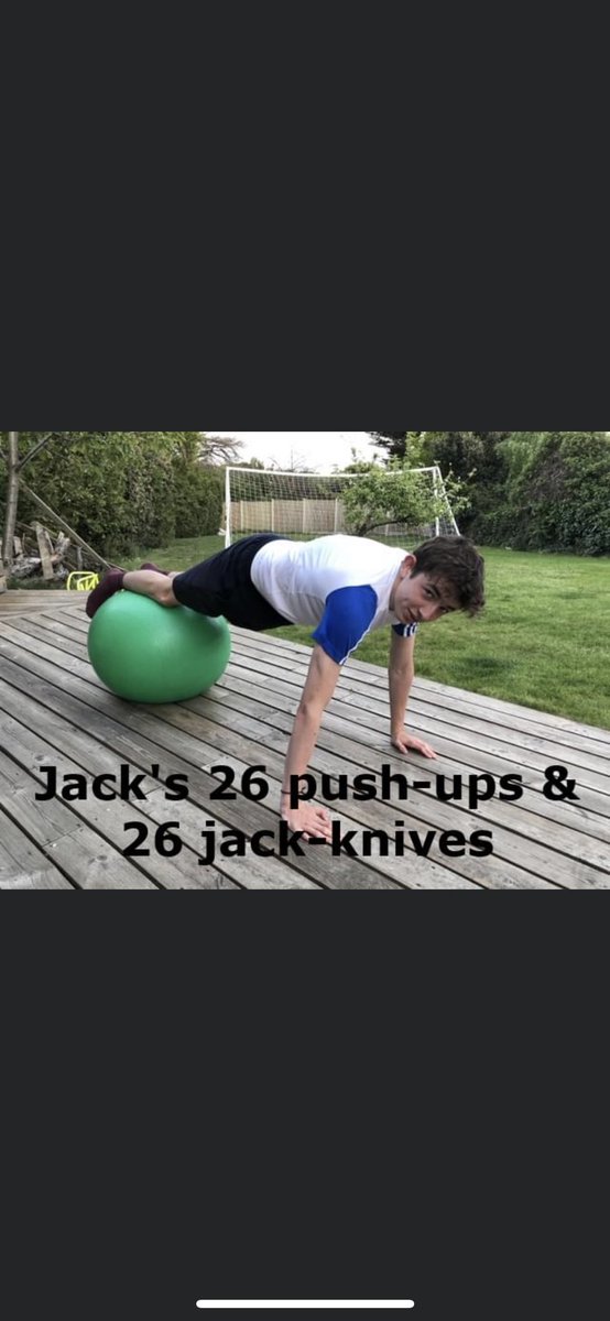 eastcliffphysio's tweet photo. The East Cliff Therapy Centre family decided to support the 2.6 challenge.

Our challenges included: 
260 push-ups &amp; sit-ups by Henry
Hayley completing a 26 min Zumba class and well over 2600 steps on a walk yesterday
Nick &amp; Dairin holding a 2.06 min plank 10 times! https://t.co/3TQPNav7aT