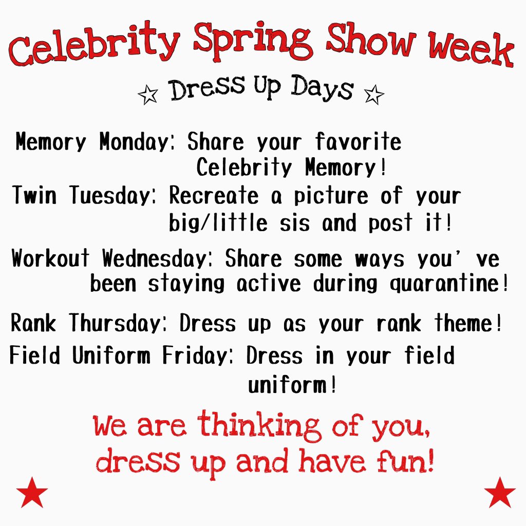 Hey Celebs! Don’t forget to tag us in your photos when you dress up! We miss you all!