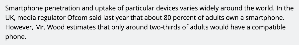 8/ Dû à une incompatibilité matériel et logiciel relative au Bluetooth on estime que seulement 2/3 des appareils seront compatible  https://arstechnica.com/tech-policy/2020/04/2-billion-phones-cannot-use-google-and-apple-contract-tracing-tech/