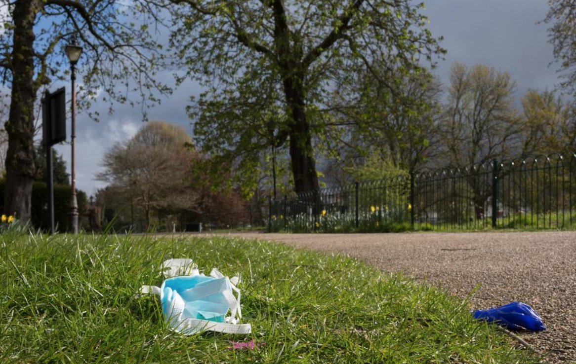 PlasticPollutes's tweet photo. 'Plastic Waste During The Time Of COVID-19.' While plastics such as gloves, masks and other medical equipment are important for protecting front line workers, this pandemic is a reminder of how much waste we produce and how we manage or mismanage it. https://t.co/BgYv3RDZ6J https://t.co/2drpPeZuE4