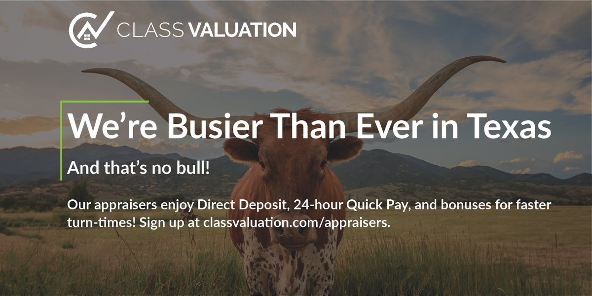 ClassValuation's tweet image. Sign up today to join our panel! classvaluation.com/appraisers
#texas #appraisers #appraisal