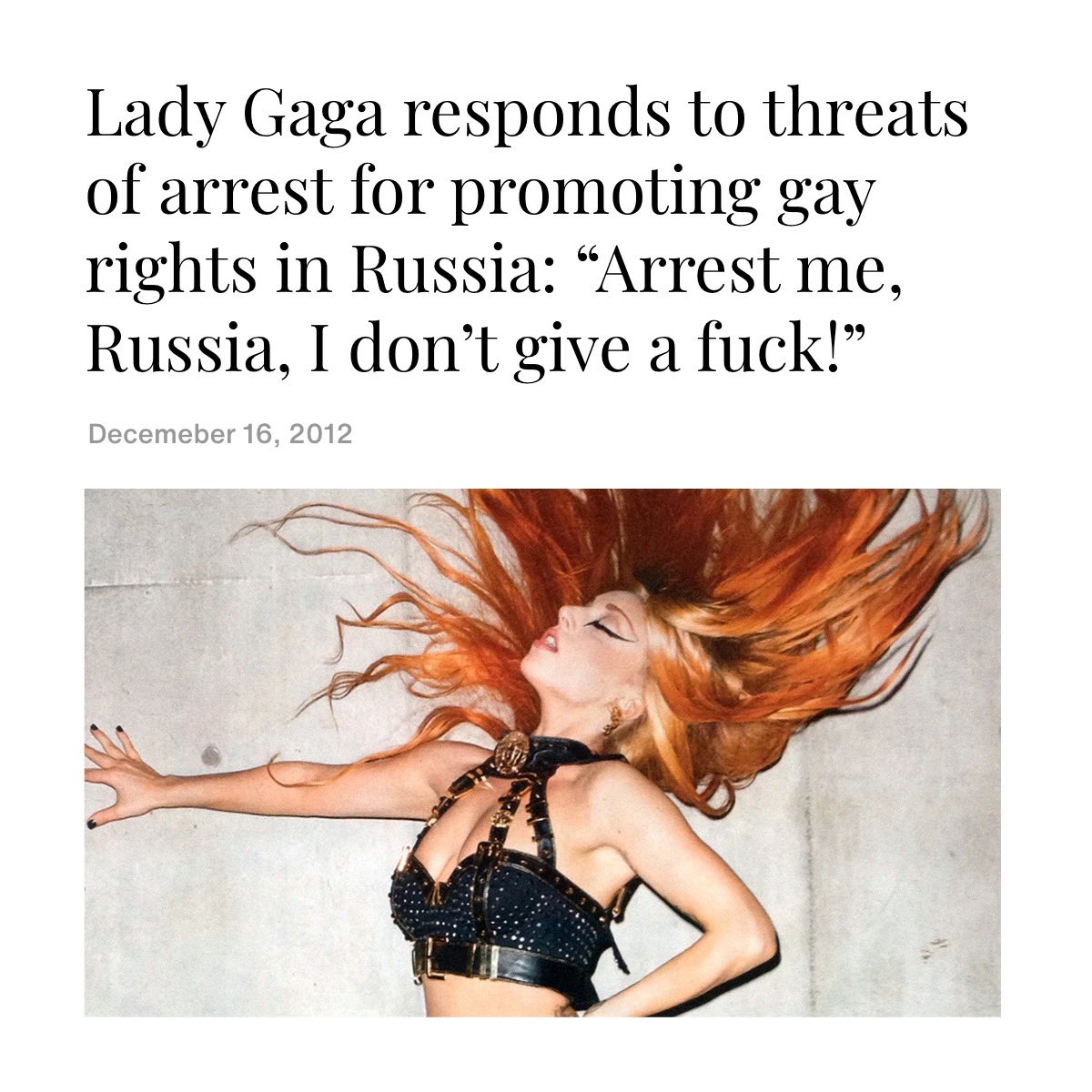 gagadaily's tweet photo. Lady Gaga really was too much for the world to handle https://t.co/F6EuVFyoSs