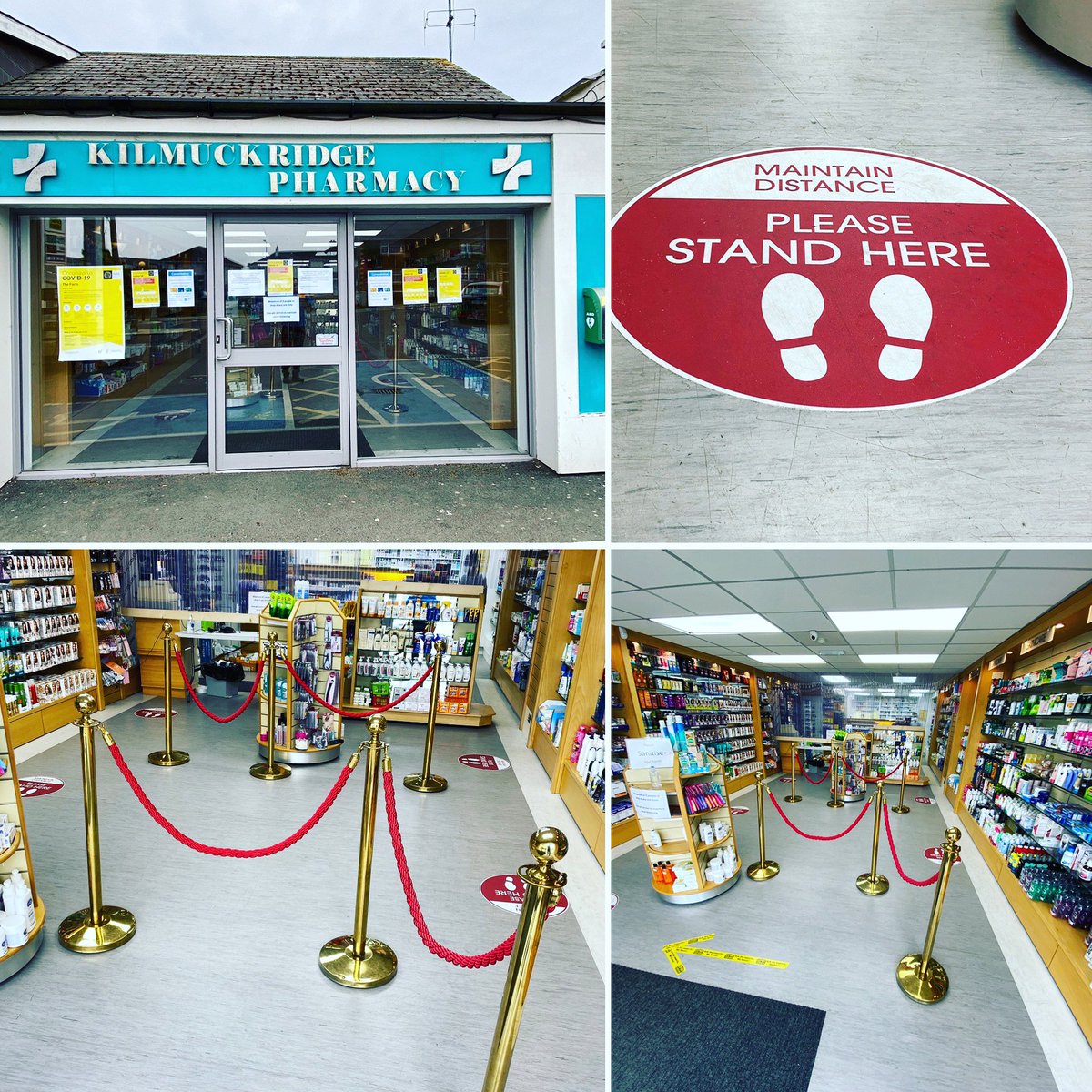 MagicMirrorIRL's tweet photo. The Magic Mirror® may not be able to work right now due to the #covid_19 restrictions, but at least our equipment can still be useful and help others. Our Poles &amp; Ropes are being put to good use as a temporary queueing system in our local #pharmacy in #kilmuckridge https://t.co/gjOhOxLgRN