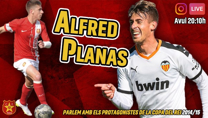 CFDamm's tweet photo. Avui parlarem amb l'@alfredplanas17, cerveser durant 6 temporades i actual jugador del @valenciacf.

T'hi esperem a Instagram a les 20.10h! 😉 https://t.co/oH0iOmMyFD