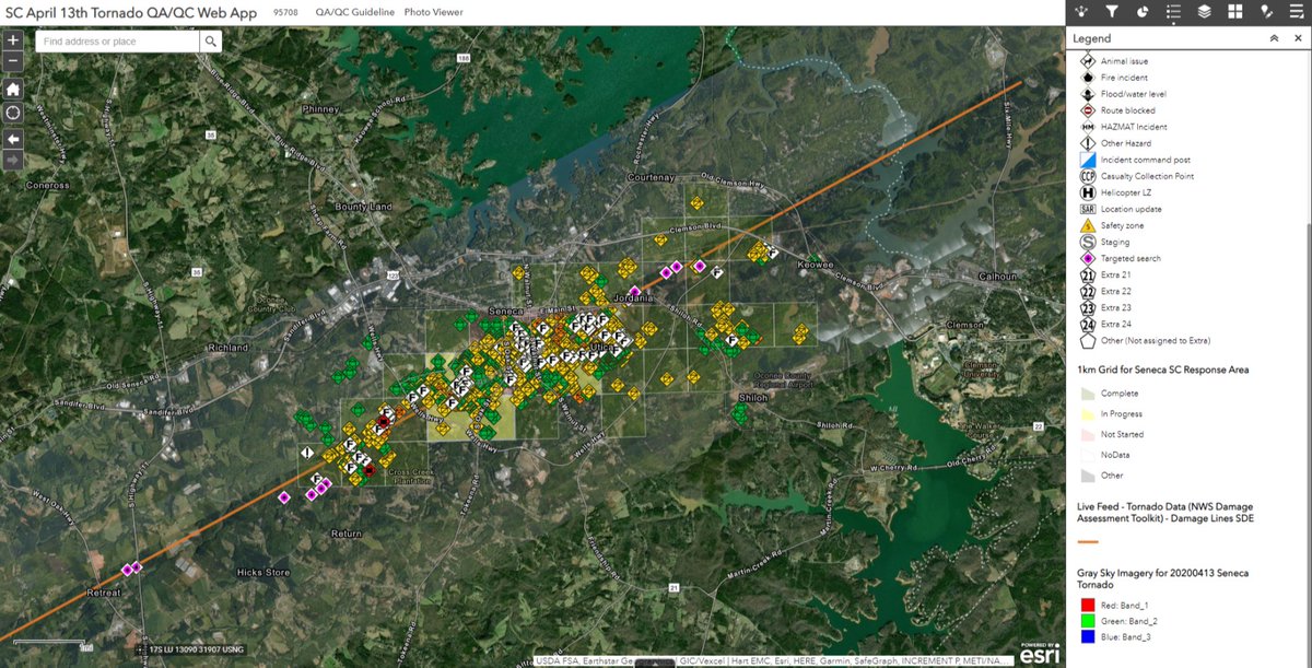 napsgfoundation's tweet photo. On April 13th, tornadoes broke out across the Southeast. NAPSG &amp; @GISCorps team supported the SC Emergency Response Task Force with validating field data for damage assessment -- https://t.co/eGJZrSgmWf. Special thanks to @gic_org for gray sky imagery. https://t.co/ALMBwnSbWi