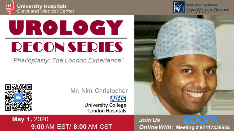 shubhamdotgupta's tweet photo. This week in @CaseUrology recon lectures:
4/29 7 am @CentroUretra on post TUR strictures & research
4/30 9 am @mangchenmd on urethral complications after FTM Surgery
5/1 9 am Nim C on the London phalloplasty experience and protocol
@SocietyGURS @UroRecon https://t.co/zZbJzx87Ml