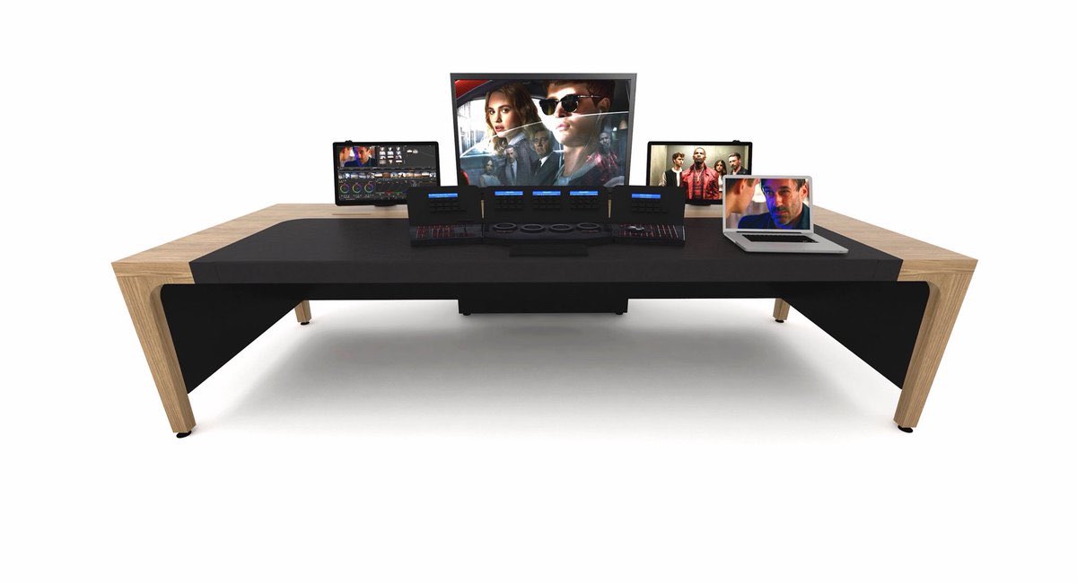 AKAdesignuk's tweet image. Just signed off our fourth custom grading desks for the ever expanding @Goldcrest_Films today. Solid and veneered English Oak with inset leather panel. Looking forward to seeing it fully loaded with kit #studiofurniture #custom #colourgrading #grading #studio #post #filmgrade