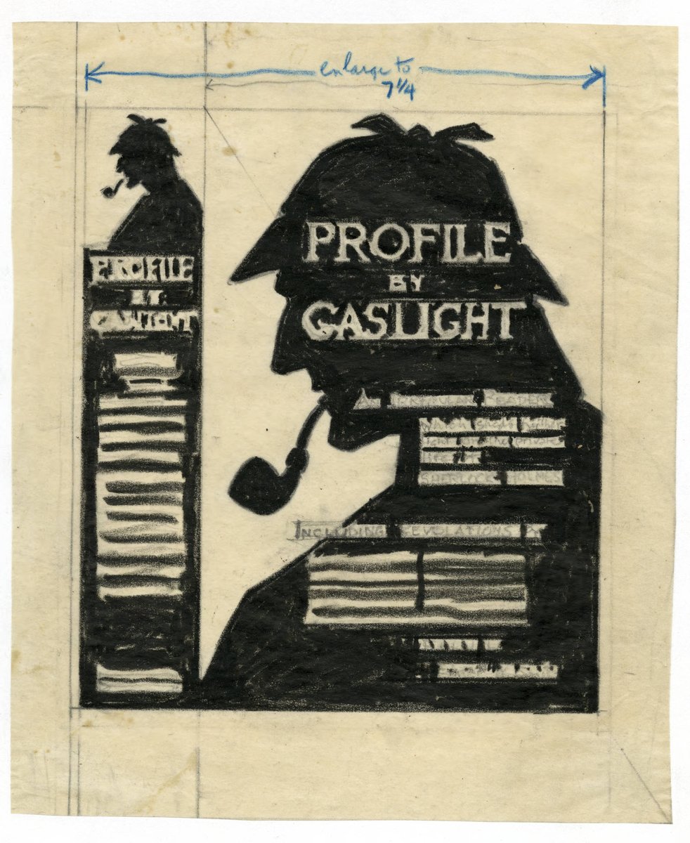 FD Steele gives us a perfect image from  @SherlockUMN  @umnlib for starting the week: a book jacket mock-up for Profile by Gaslight. Everything has a beginning, all is a work in progress. Be safe & stay well as we courageously mark another week together.  http://purl.umn.edu/99052 
