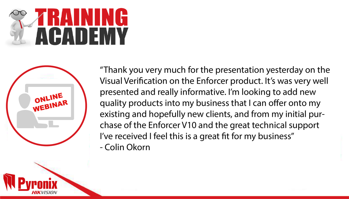 Pyronix's tweet photo. Knowledge is the key to success. Sign up to attend one of our 5 daily webinars this week and get involved: https://t.co/oSNdZWuLt6
#Knowledge #Webinars #PyronixTrainingAcademy https://t.co/9Eek5aHO95