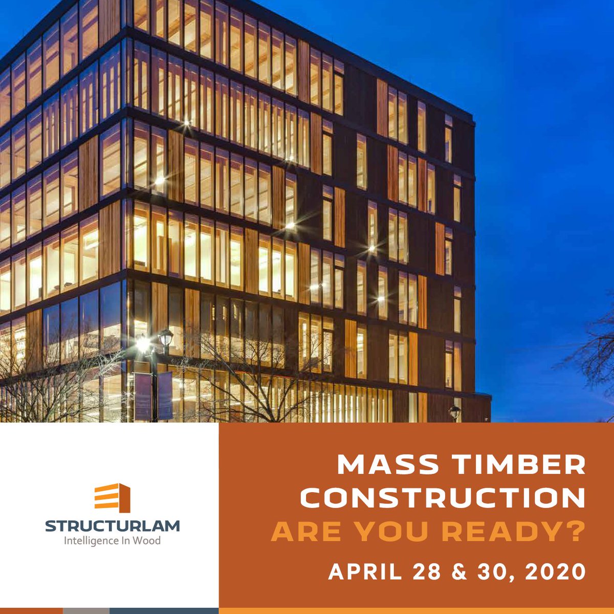 Don’t miss out on Structurlam’s webinar tomorrow at 10AM PT! Register now and learn from our panel of experts why #masstimber may be right for your next project, the design process, building systems and more: zoom.us/webinar/regist…