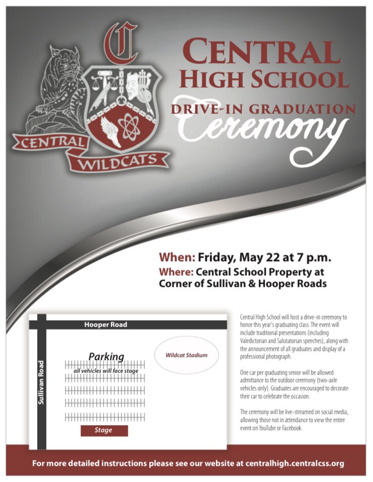 CHSWildcatScoop's tweet image. SENIORS, don’t miss this one! Exciting details about your 2020 GRADUATION Ceremony!
#WeAreCentral #seetheVISION #CHSClassOf2020

Video Link: youtu.be/XH0eRZ37ALU