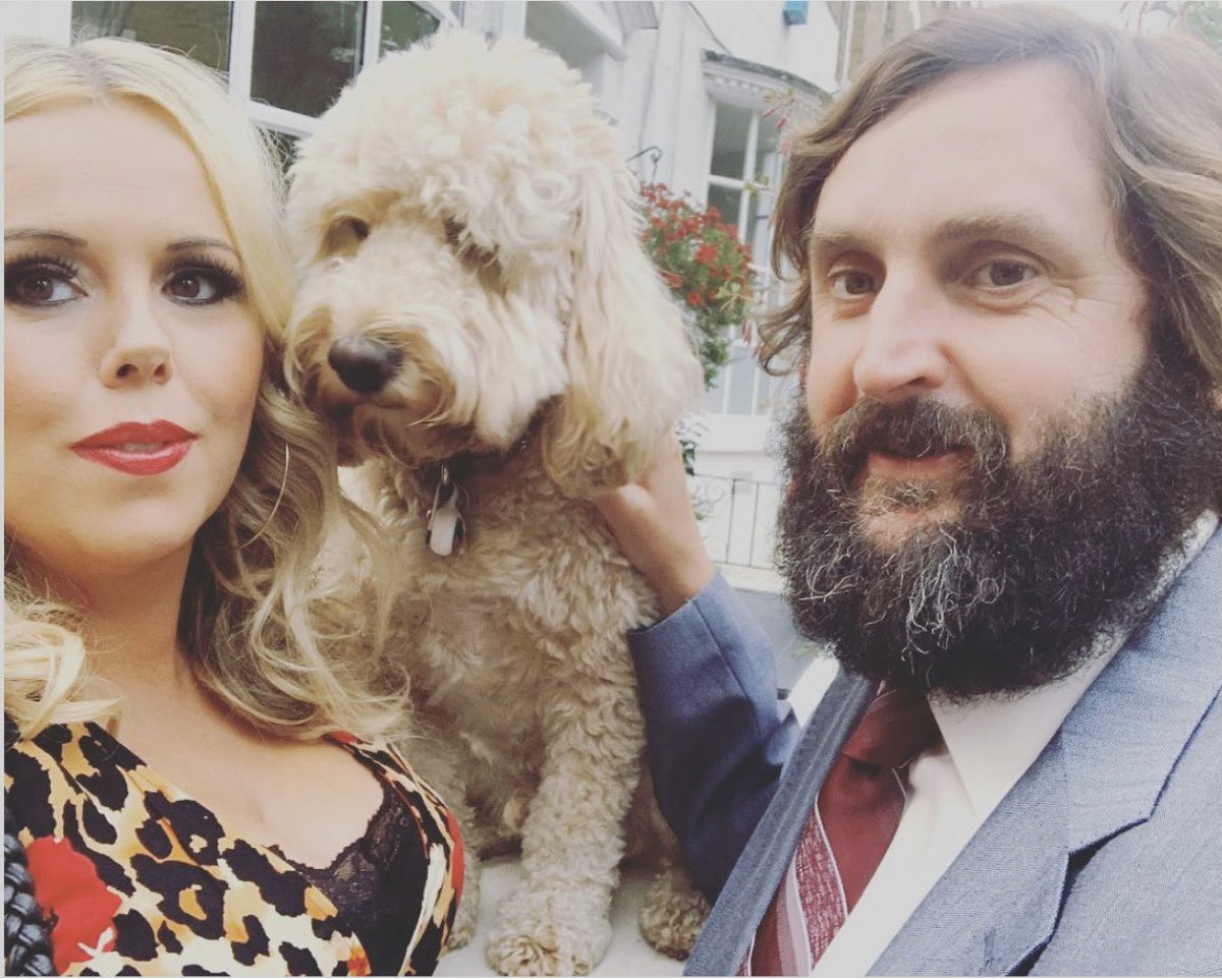 Roisinconaty's tweet photo. Thanks so much for all the  #AfterLife2 messages. Here is a photo of @gillinghamjoe and I with a fit dog. https://t.co/RYz6RBHw3I