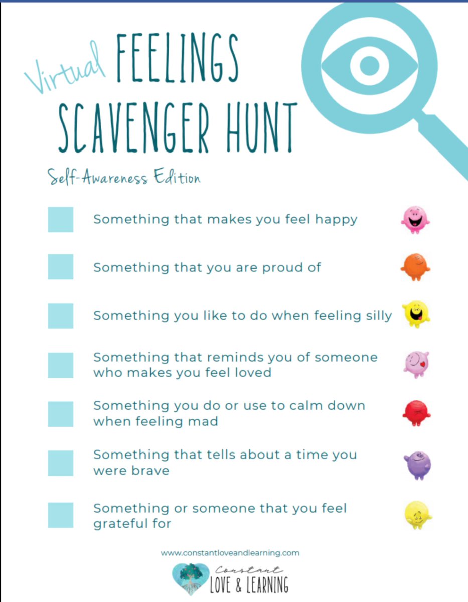 LTESCounselors's tweet photo. Greetings Lions! What is more fun than a scavenger hunt? Try this virtual feelings scavenger hunt, guaranteed to help you feel 💯! ❤️🦁 https://t.co/RvJJHJHlxr