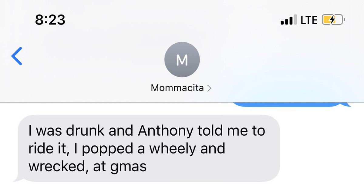 kenzmillette's tweet photo. My mom this morning “i wrecked on the motorcycle last night” Jesus, someone control this woman 😂 https://t.co/ExoNrlv5Bx