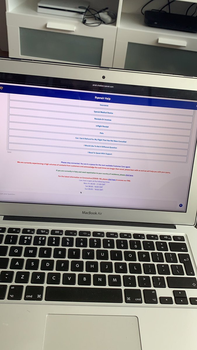 TPRA7's tweet image. Been sat on here for over 3 hours now waiting for @Ryanair chat to arrive. You email travel vouchers nobody wants and make it impossible for somebody to claim their money back in pound sterling. I understand it’s a difficult time but come on now!!