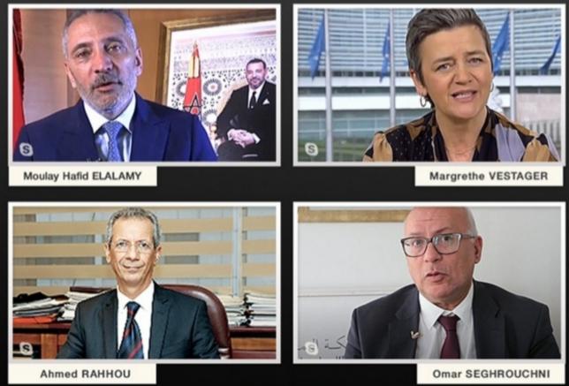 MyHafidElalamy's tweet photo. Visioconférence avec Mme Margrethe Vestager, Commissaire européenne à la concurrence et au numérique: Échanges sur le partenariat industriel Maroc-UE à l'aune de la pandémie du Coronavirus et la protection des données personnelles dans le cadre du traçage numérique du Covid-19. https://t.co/JcScMs94K9