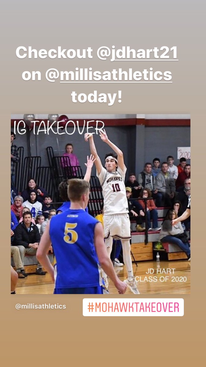 MillisAthletics's tweet photo. #mohawktakeover JD played basketball and baseball during his HS career. The sharp shooter lit up the MIAA playoffs from behind the arc in two upset wins. JD will be heading to Westfield State in the fall. Lets welcome @jdhart21 to this week’s #mohawktakeover! https://t.co/yzJAuoeB4o