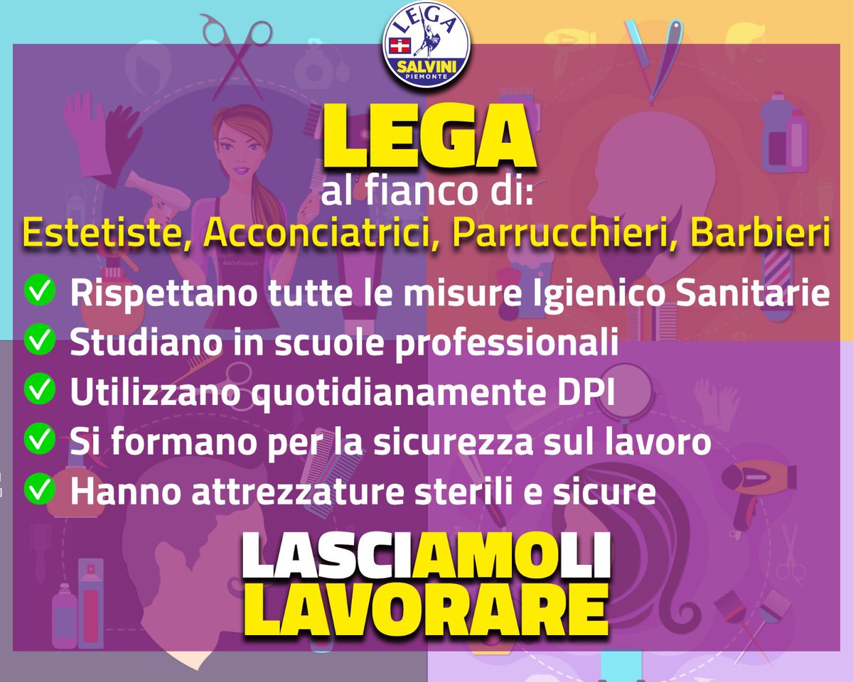 LanzoRiccardo's tweet photo. Estetiste ed acconciatori in regola seguono da anni norme rigide su dpi, igiene e sicurezza. In Svizzera sono tutti aperti, il Governo ascolti gli artigiani e non le task force #dpcm #parrucchieri #estetiste #COVID19 https://t.co/Og2ICQBWX2