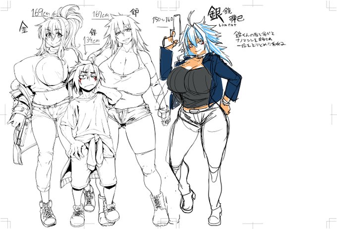 これはなんとなーく作業途中に描いた「そろそろうちのこの色金銀銅っぽい感じで揃えたいな」から生まれた銀色の子の設定画の元になるであろうラフ描き 