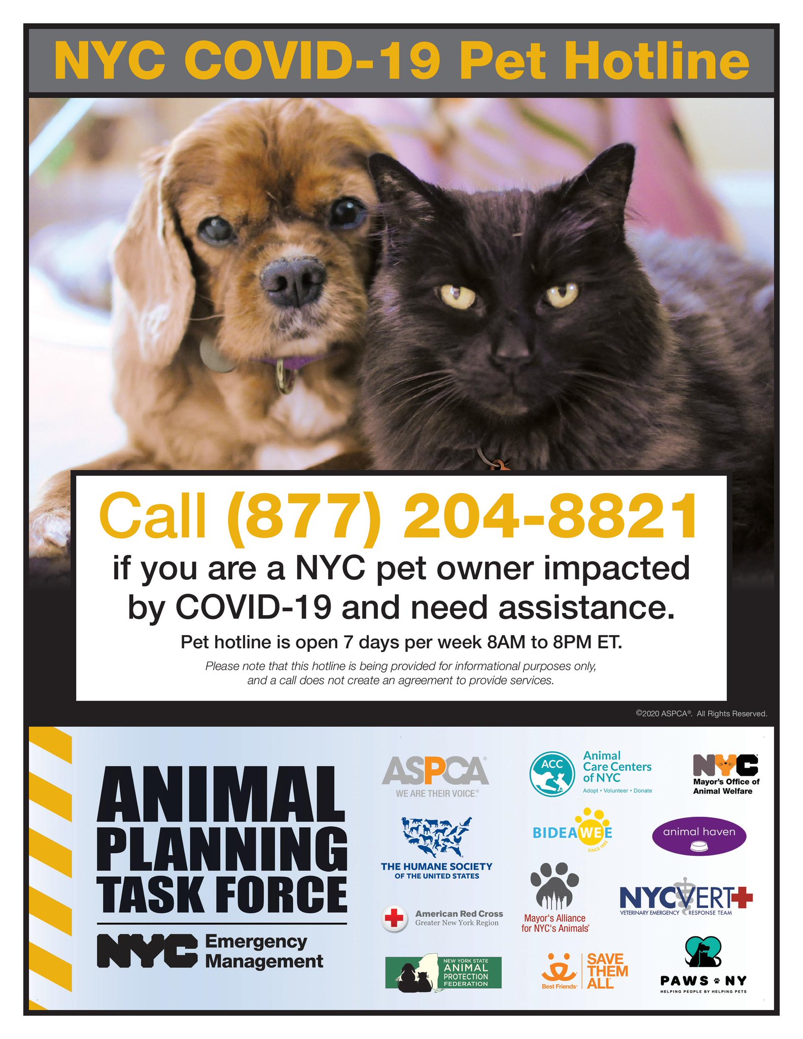 Aspca As Part Of The Nyc Emergency Management Animal Planning Task Force We Helped Launch The Nyc Covid 19 Pet Hotline To Provide Nyc Residents With Emergency Resources Support Info