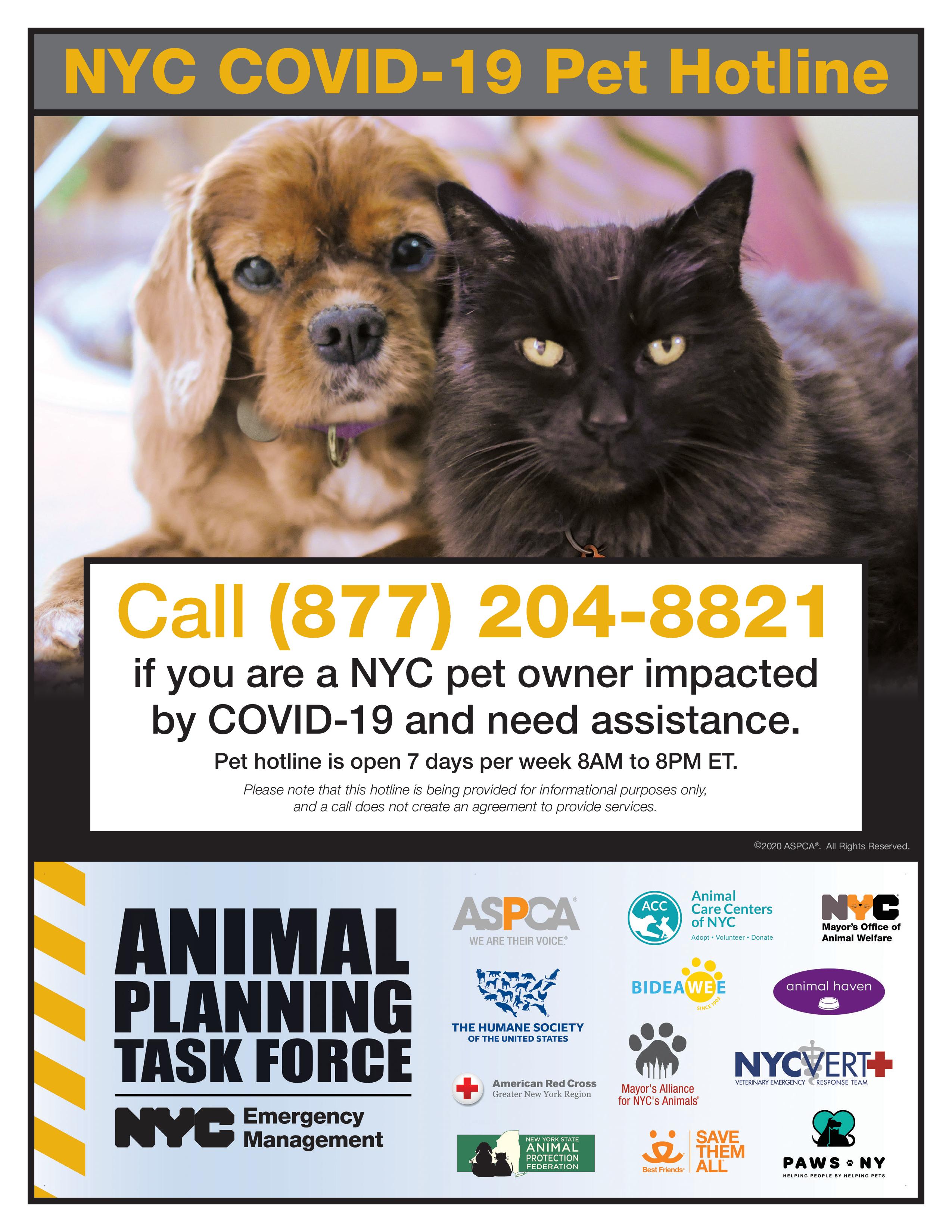 Aspca As Part Of The Nyc Emergency Management Animal Planning Task Force We Helped Launch The Nyc Covid 19 Pet Hotline To Provide Nyc Residents With Emergency Resources Support Amp Info