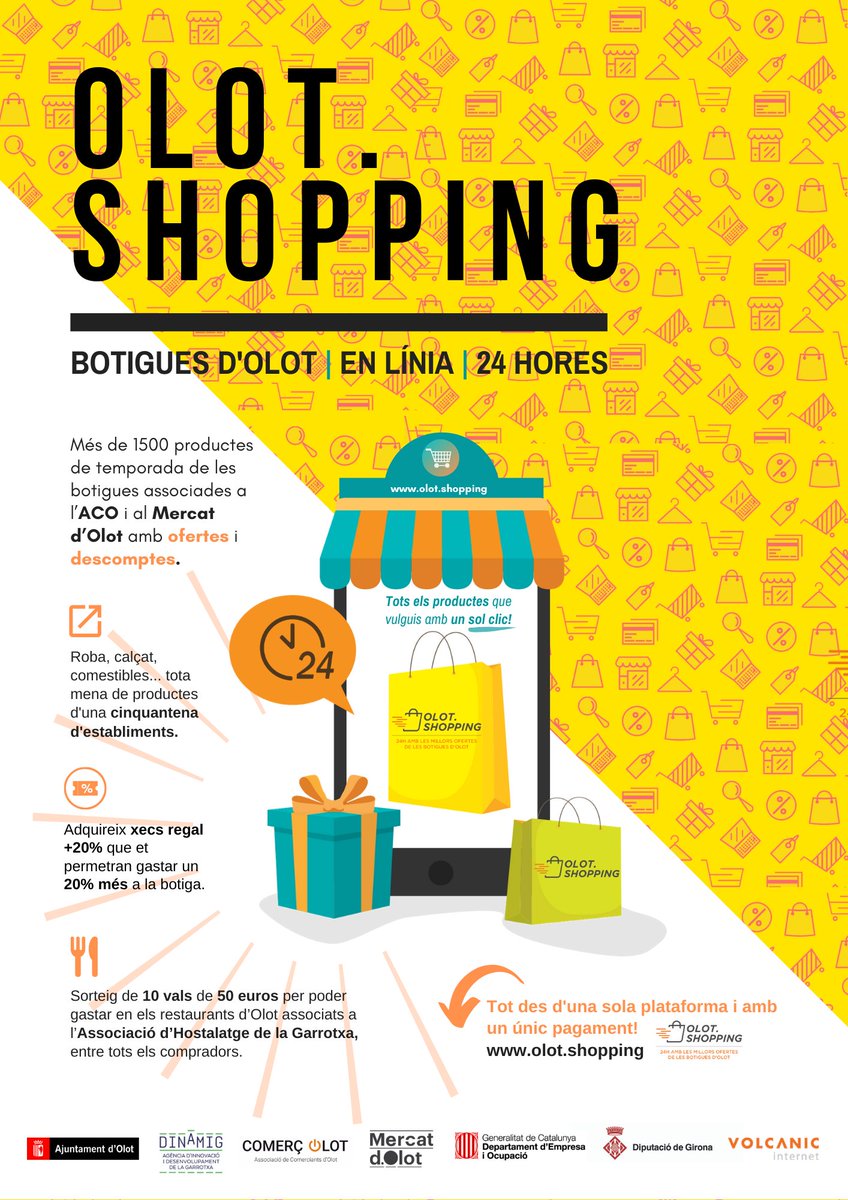 📢 OLOT.SHOPPING és el nom de l’acció comercial inèdita i pionera a #Catalunya que es portarà a terme a #Olot. 
💻🛍️ 24 hores amb les millors ofertes de les botigues de la ciutat en línia. 

Tota la infomació ➡️bit.ly/OlotShopping

#AjuntamentOlot #femciutat #km0