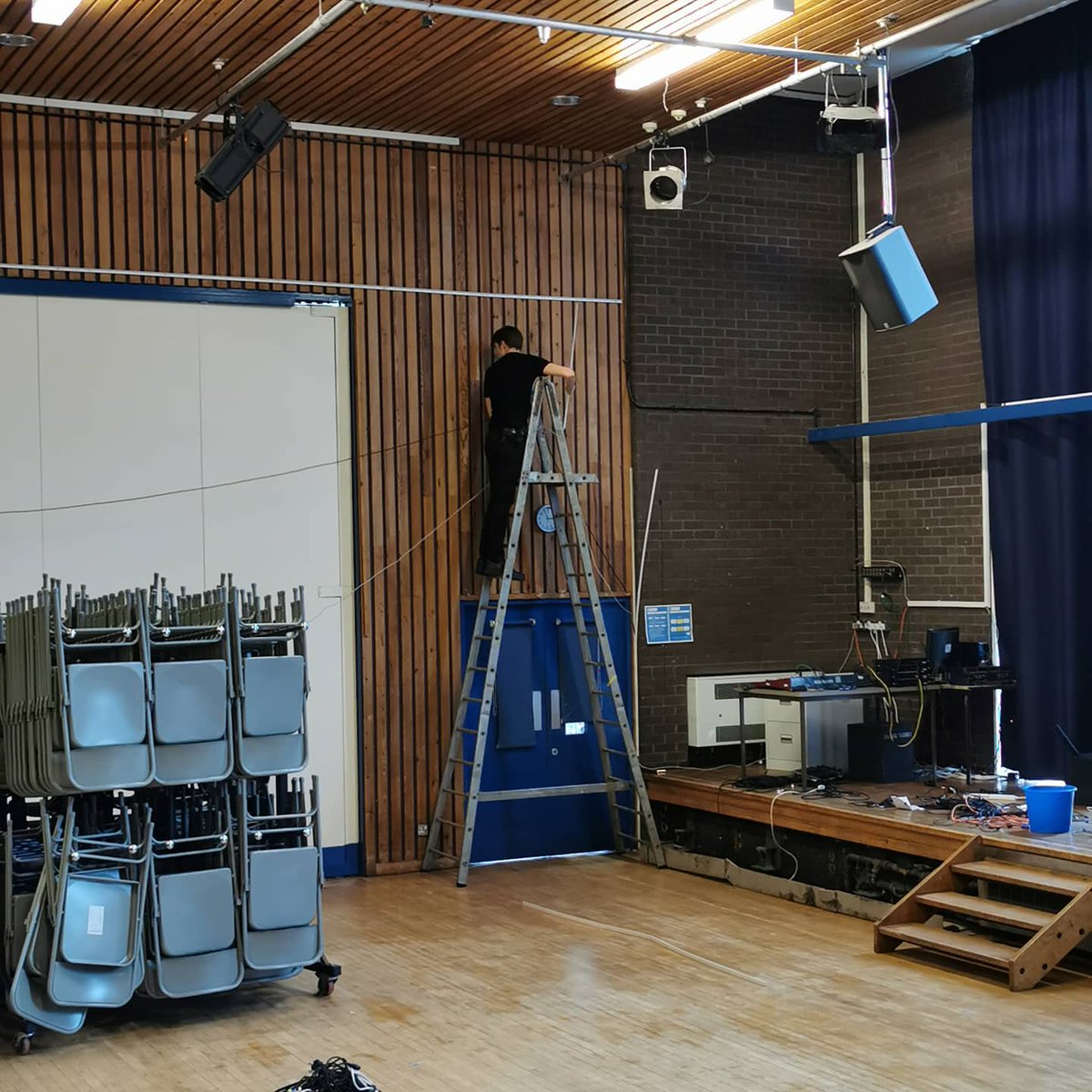 RBAPerforming's tweet photo. Having T.C Tech Solutions in today redesigning our Sound and Lighting in the Hall! All ready to go for our next show! https://t.co/VdE9NIkMX5