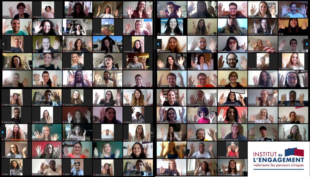 i_engagement's tweet photo. *PHOTO DE PROMOTIONS* 🎉🎊
Découvrez la 1ère Photo de Promotions sur #Zoom pour la toute première e-Université de l'Engagement qui s'est déroulée du 23 au 25 avril sur notre page Facebook.
Un beau moment de partage, en confinement 🥳
#LiveIDE2020
#RestezChezVous https://t.co/XGpq5mqr3K